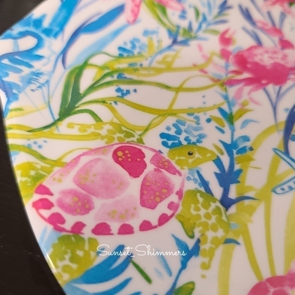 4 Sigrid Olsen Melamine Ocean Sealife Fish luncheon Plates crab turtle Starfish - Picture 6 of 8